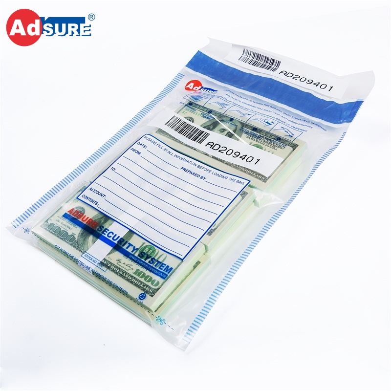 Security Bags With Unique Serial Numbers and Handle/Bank Deposit Bag/Clear Pocket Heavy Duty Cash In Transit Coin Deposit Bag