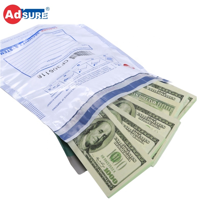 Cash Deposit Bags/Security Plastic Bags With Void Tamper Evident Tape