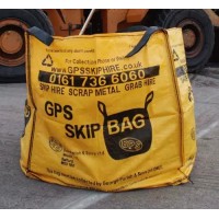 yellow sacks cubic yards dumpster bags skip bags for construction debris bulk trash with company logo